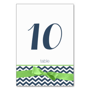 Modern Zigzag and Lime Bow Table Number Card