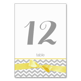 Modern Zigzag and Yellow Bow Table Number Card