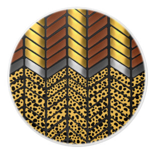 Modern Zigzag Chevron Cheetah Animal Print Ceramic Knob