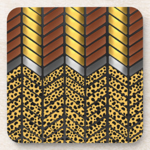 Modern Zigzag Chevron Cheetah Animal Print Coaster
