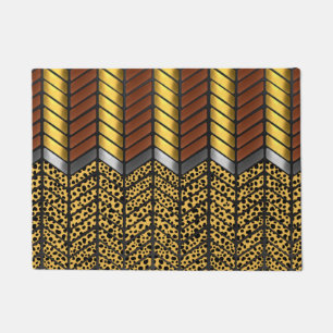 Modern Zigzag Chevron Cheetah Animal Print Doormat