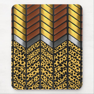 Modern Zigzag Chevron Cheetah Animal Print Mouse Mat