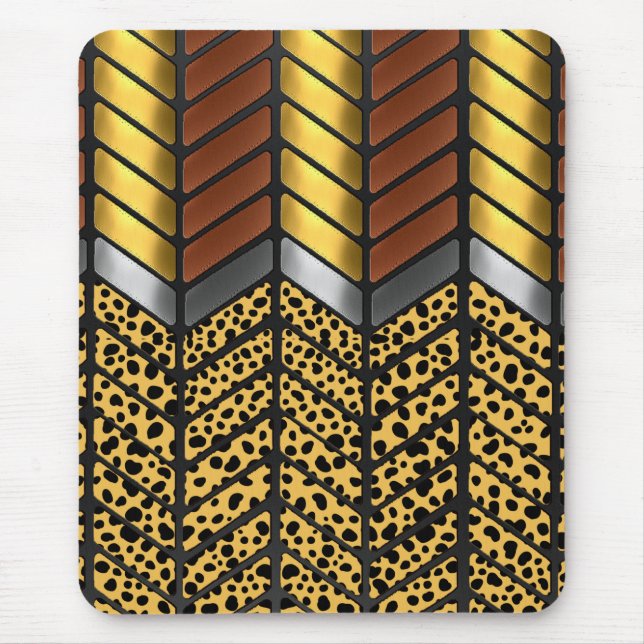 Modern Zigzag Chevron Cheetah Animal Print Mouse Mat (Front)