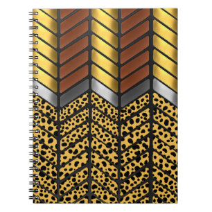 Modern Zigzag Chevron Cheetah Animal Print Notebook