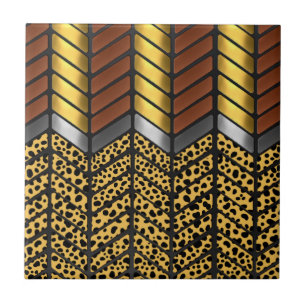 Modern Zigzag Chevron Cheetah Animal Print Tile