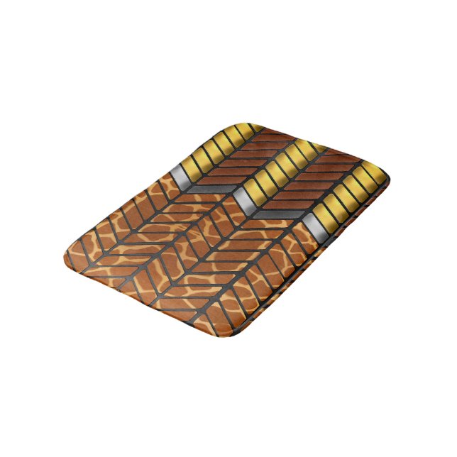 Modern Zigzag Chevron Giraffe Animal Print Bath Mat (Angled)