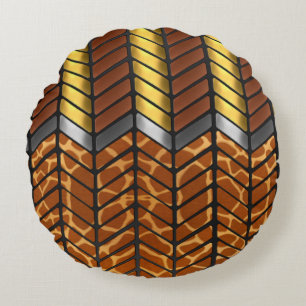 Modern Zigzag Chevron Giraffe Animal Print Round Cushion