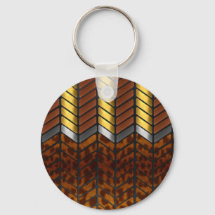 Modern Zigzag Chevron Jaguar Animal Print Key Ring