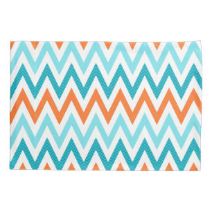 Modern ZigZag Chevron Orange Aqua Blue Pattern Pillowcase