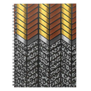 Modern Zigzag Chevron Snow Leopard Animal Print Notebook