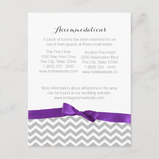 Modern Zigzag Pattern and Bow Information Card (Front)