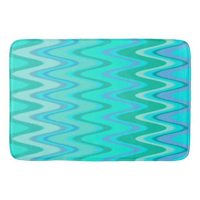 Modern zigzag pattern - waves in turquoise bath mat (Front)