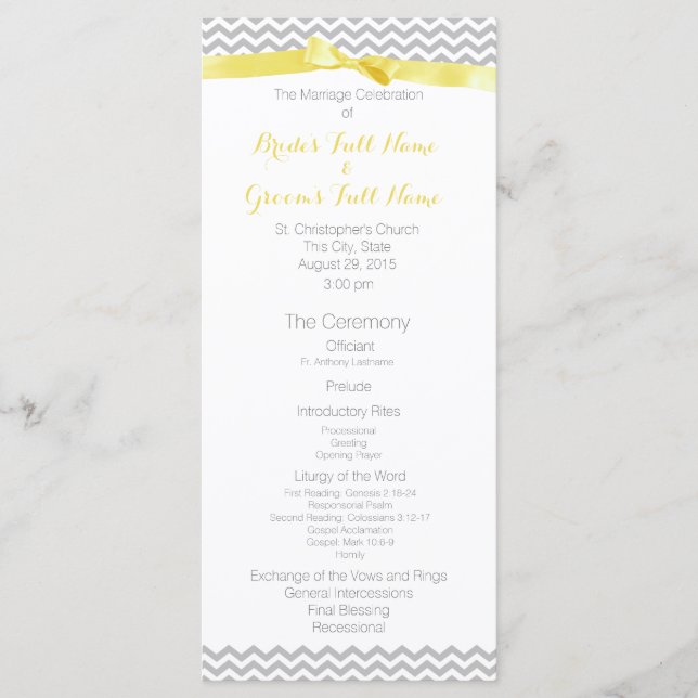 Modern Zigzag Pattern Wedding Program Programme (Front)