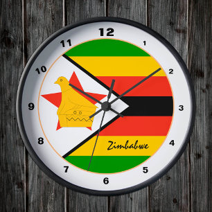 Modern Zimbabwe Flag, Zimbabwe Home / design Round Clock
