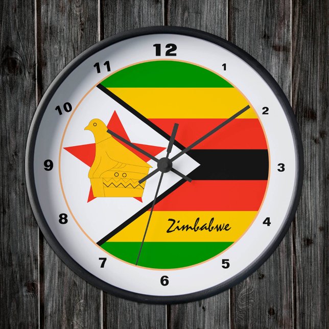 Modern Zimbabwe Flag, Zimbabwe Home / design Round Clock (Creator Uploaded)