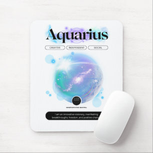 Modern Zodiac Sign Aquarius Quote Air Element Mouse Mat
