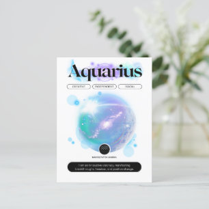 Modern Zodiac Sign Aquarius Quote Air Element Postcard