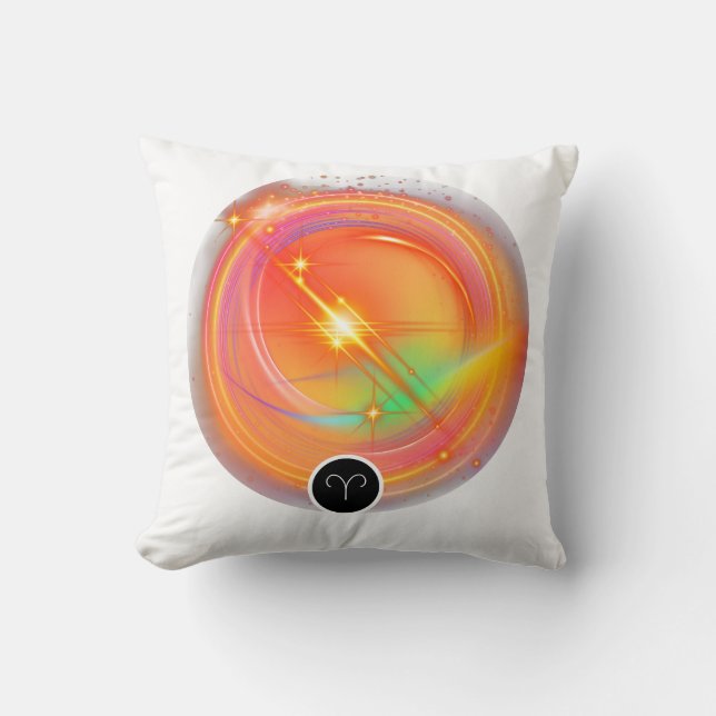 Modern Zodiac Sign ARIES Quote | Element Fire Cushion (Front)