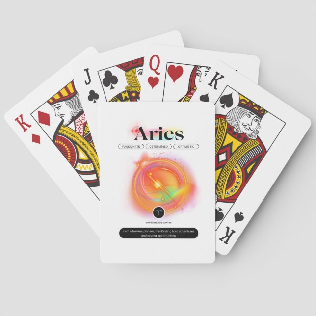 Modern Zodiac Sign ARIES Quote | Element Fire Playing Cards (Back)