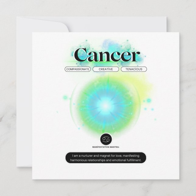 Modern Zodiac Sign Cancer Quote water Element Invitation (Front)