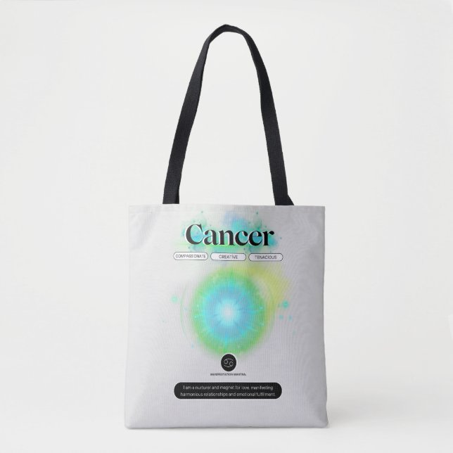 Modern Zodiac Sign Cancer Quote Water Element Tote Bag (Front)