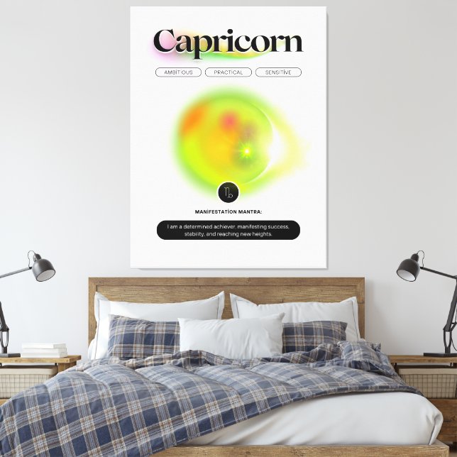 Modern Zodiac Sign Capricorn Quote Earth Element (Insitu(Bedroom))