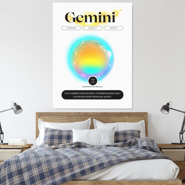 Modern Zodiac Sign Gemini Quote Air Element (Insitu(Bedroom))