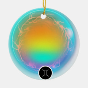 Modern Zodiac Sign Gemini Quote Air Element Ceramic Tree Decoration