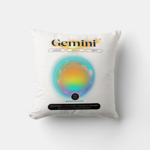 Modern Zodiac Sign Gemini Quote Air Element Cushion