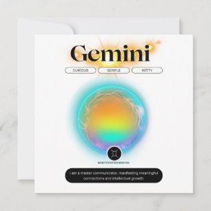 Modern Zodiac Sign Gemini Quote Air Element Invitation
