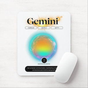 Modern Zodiac Sign Gemini Quote Air Element Mouse Mat