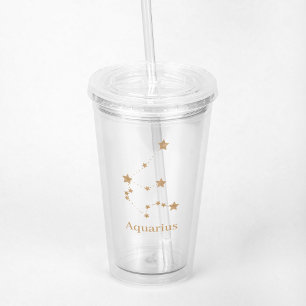 Modern Zodiac Sign Gold Aquarius   Element Air Acrylic Tumbler