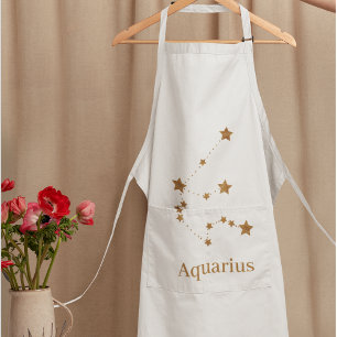 Modern Zodiac Sign Gold Aquarius Element Air Apron