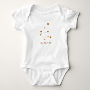 Modern Zodiac Sign Gold Aquarius   Element Air Baby Bodysuit