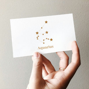 Modern Zodiac Sign Gold Aquarius   Element Air Business Card