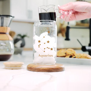 Modern Zodiac Sign Gold Aquarius   Element Air Can Glass