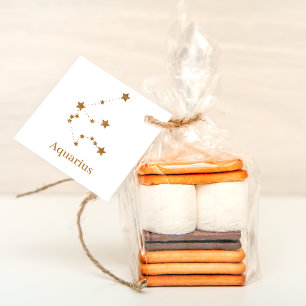 Modern Zodiac Sign Gold Aquarius Element Air Favour Tags