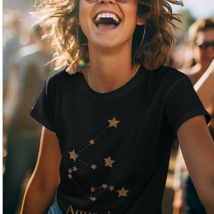 Modern Zodiac Sign Gold Aquarius   Element Air T-Shirt