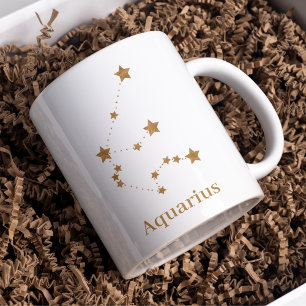 Modern Zodiac Sign Gold Aquarius   Element Air Two-Tone Coffee Mug