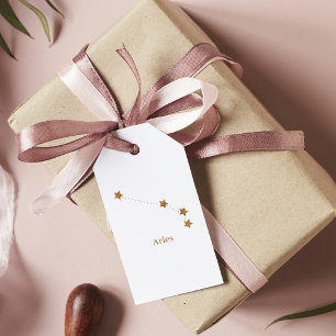 Modern Zodiac Sign Gold Aries   Element Fire Gift Tags
