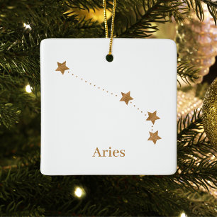 Modern Zodiac Sign Gold Aries   Element Fire Paper Ceramic Ornament