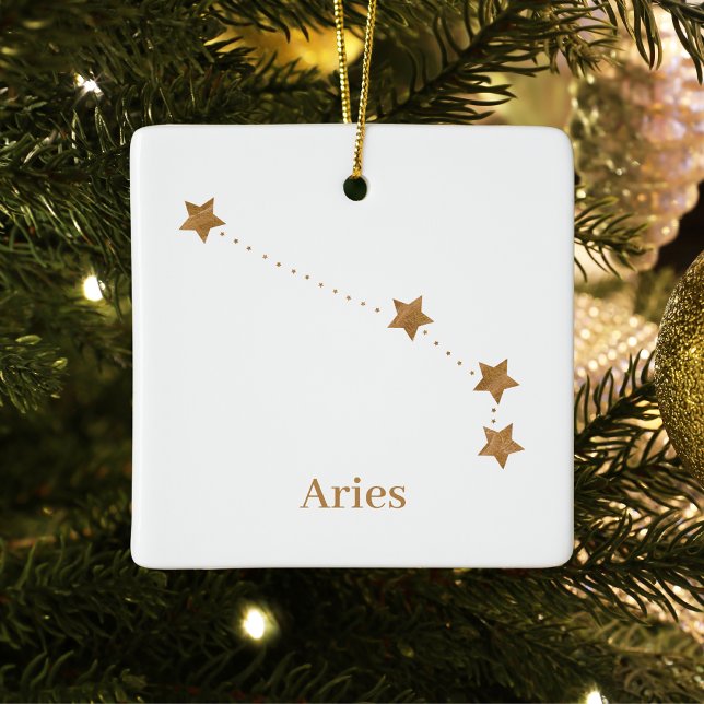 Modern Zodiac Sign Gold Aries | Element Fire Paper Ceramic Ornament (Creator Uploaded)