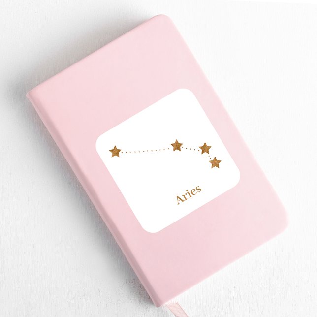 Modern Zodiac Sign Gold Aries | Element Fire Square Sticker (Creator Uploaded)