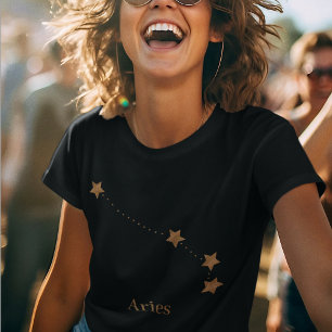 Modern Zodiac Sign Gold Aries   Element Fire T-Shirt