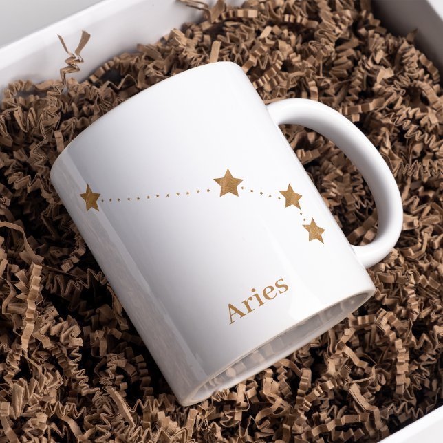 Modern Zodiac Sign Gold Aries | Element Fire Two-Tone Coffee Mug (Creator Uploaded)