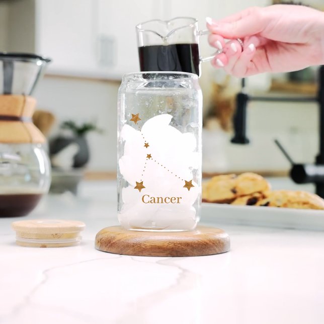 Modern Zodiac Sign Gold Cancer | Element Water  Can Glass (Creator Uploaded)