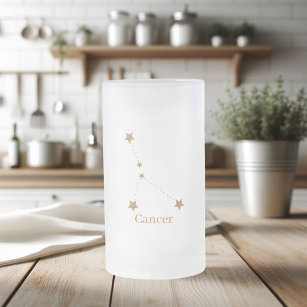 Modern Zodiac Sign Gold Cancer   Element Water Frosted Glass Beer Mug
