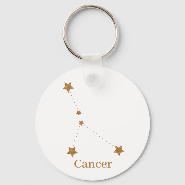 Modern Zodiac Sign Gold Cancer | Element Water Key Ring (Front)