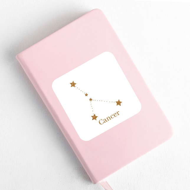 Modern Zodiac Sign Gold Cancer | Element Water Square Sticker (Creator Uploaded)