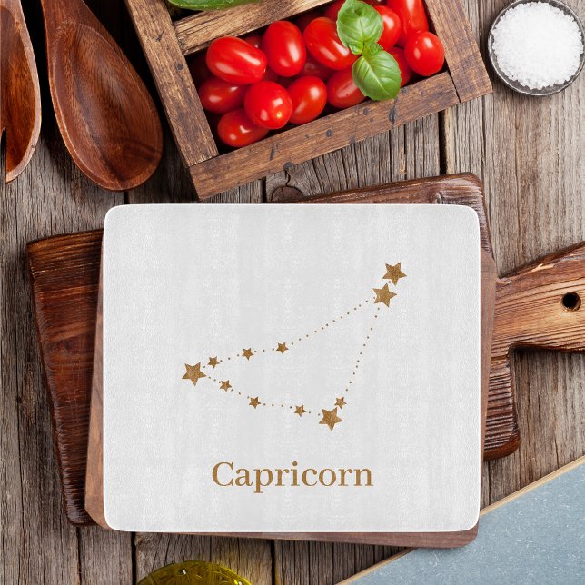 Modern Zodiac Sign Gold Capricorn | Element Earth Cutting Board (Creator Uploaded)